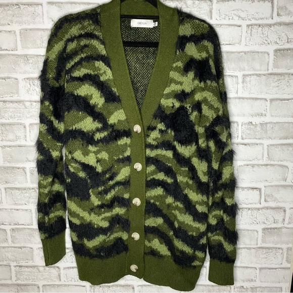 Anthropologie Greylin Jules Army Knit 
Cardigan Sweater Army Green - Picture 3 of 8